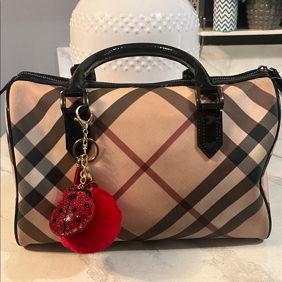 Burberry Beige and Black Plaid Satchel - Picture 1 of 13